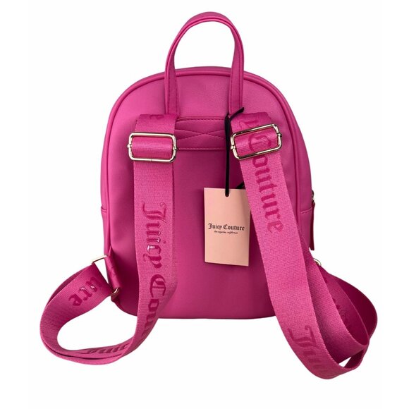 Juicy Couture Hot Pink Faux Leather Mini Backpack With Adjustable Logo Straps - Picture 2 of 10